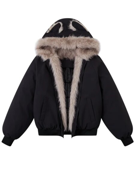 Fur Collar Hooded Coat