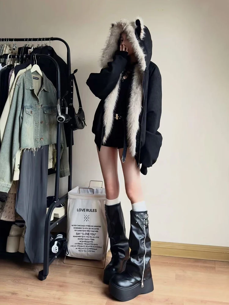 Fur Collar Hood Padded Jackets