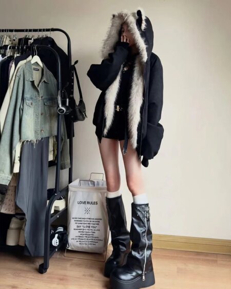 Alternative view of Fur Collar Hooded Coat
