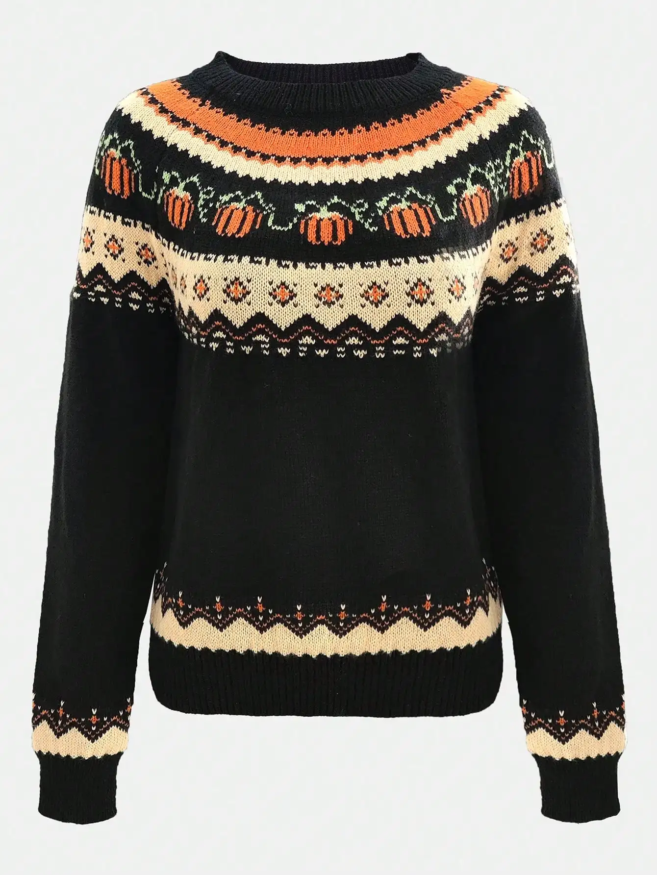Round neck Halloween pumpkin pullover