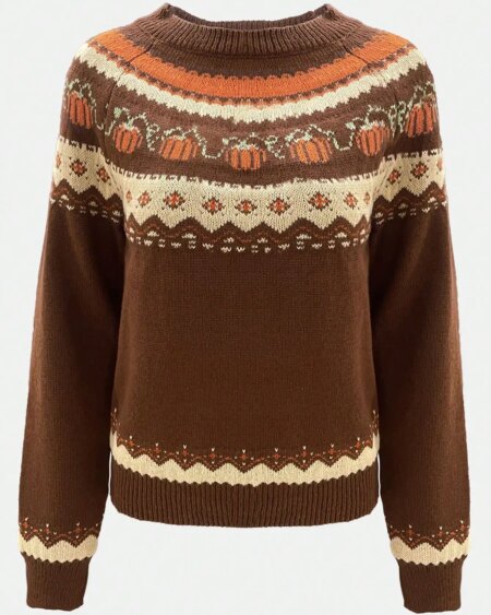 Round neck Halloween pumpkin pullover