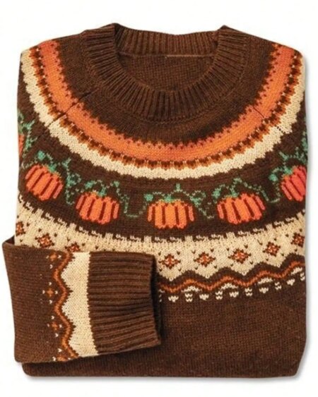 Round neck Halloween pumpkin pullover