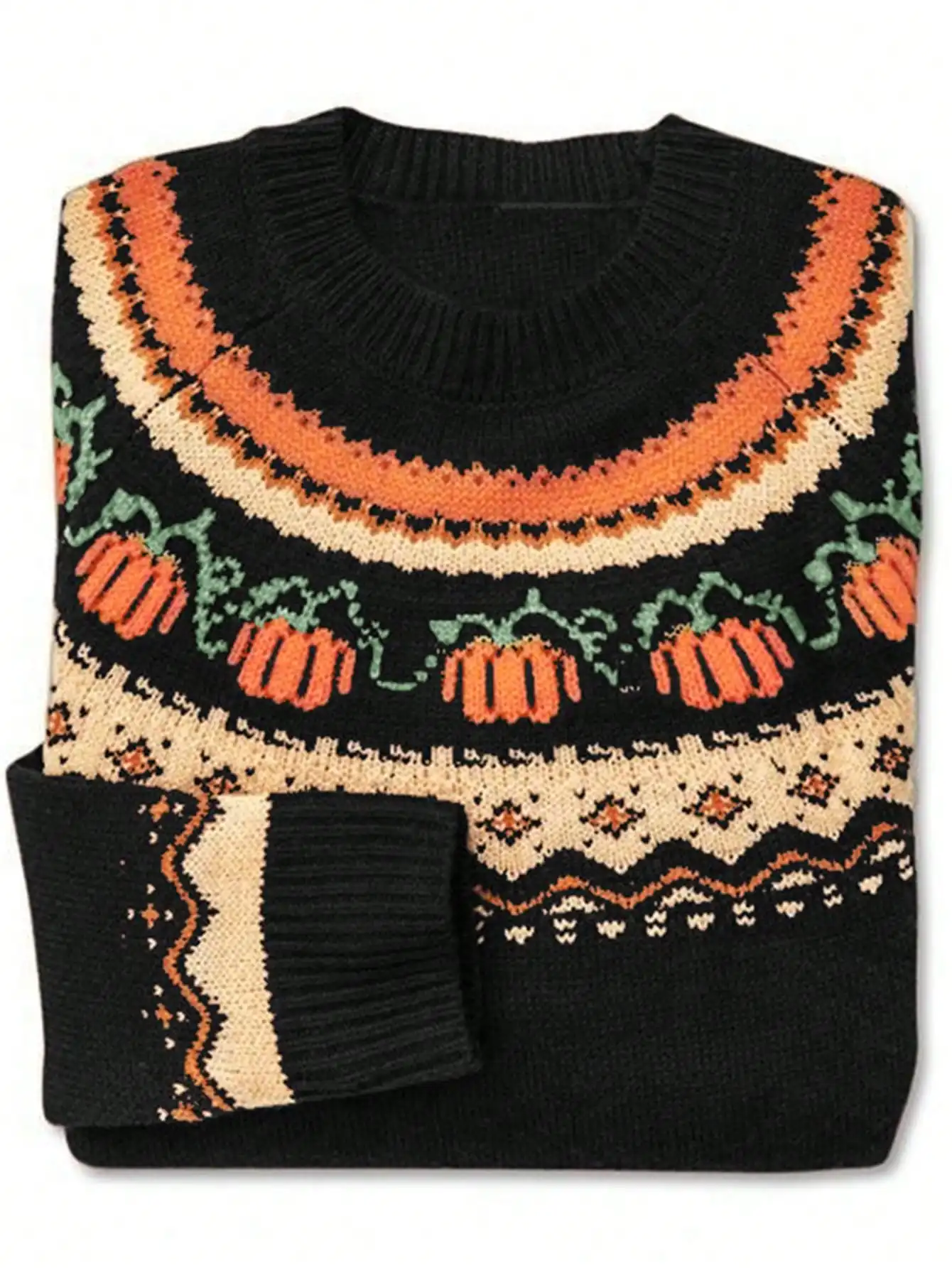 Round neck Halloween pumpkin pullover