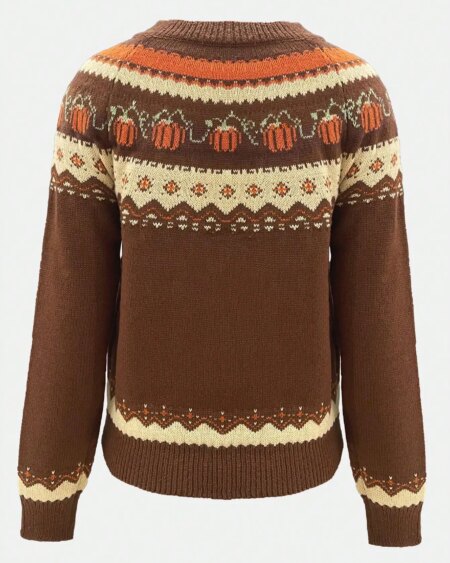 Alternative view of Round neck Halloween pumpkin  pullover