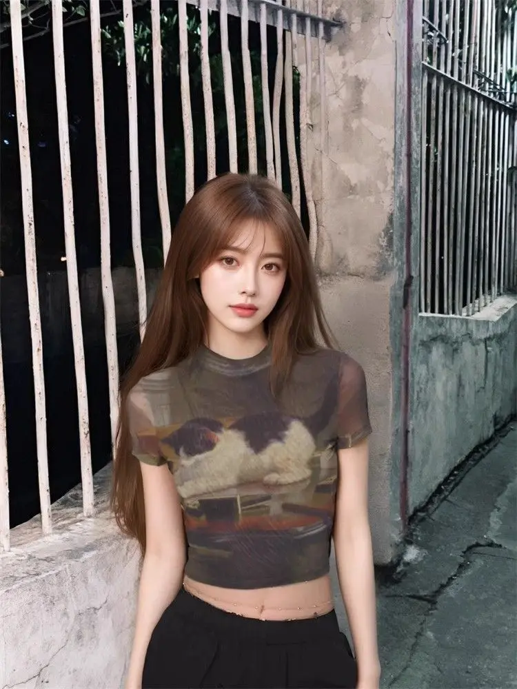 Cat Printed Short Sleeve