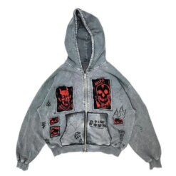 Devil print loose hoodies