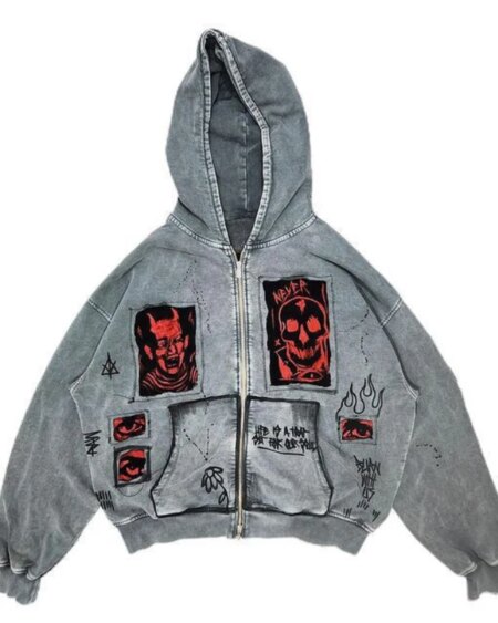 Devil print loose hoodies