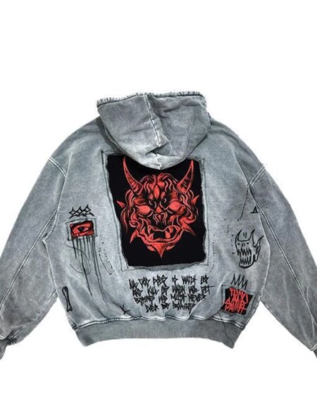 Alternative view of Devil print loose hoodies
