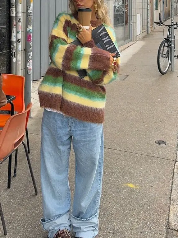 Colorful Striped Knit Sweater Colorful Striped Knit Sweater - Image 5