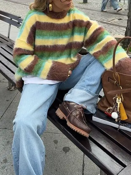 Colorful Striped Knit Sweater Colorful Striped Knit Sweater - Image 6