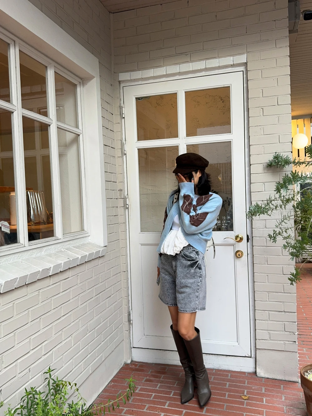 Hit Color Argyle Cardigan