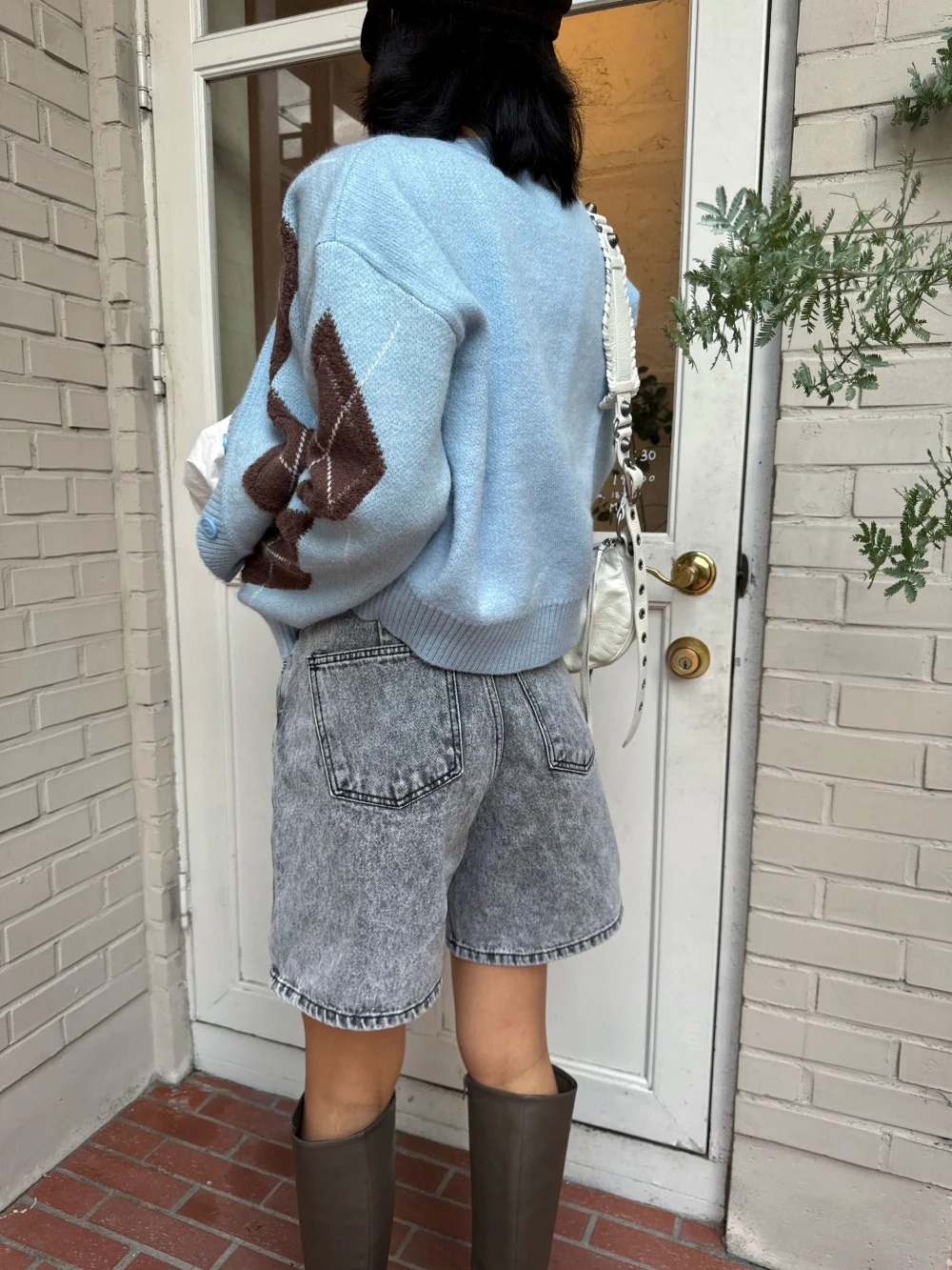 Hit Color Argyle Cardigan