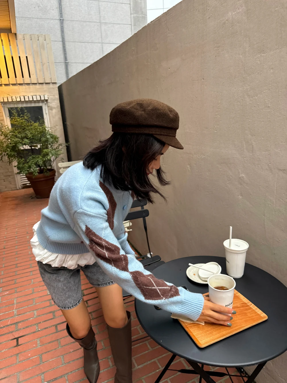 Hit Color Argyle Cardigan