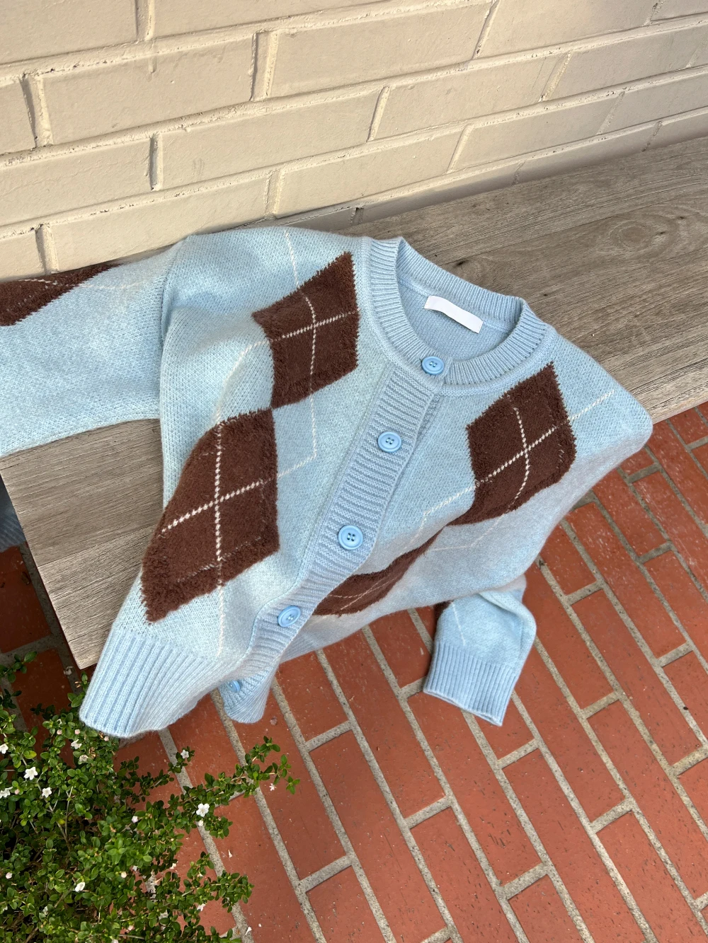 Hit Color Argyle Cardigan