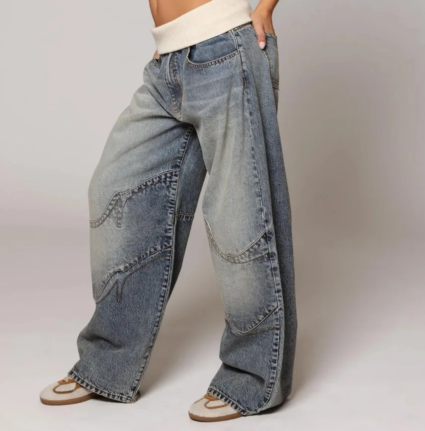 Retro Splicing Jeans
