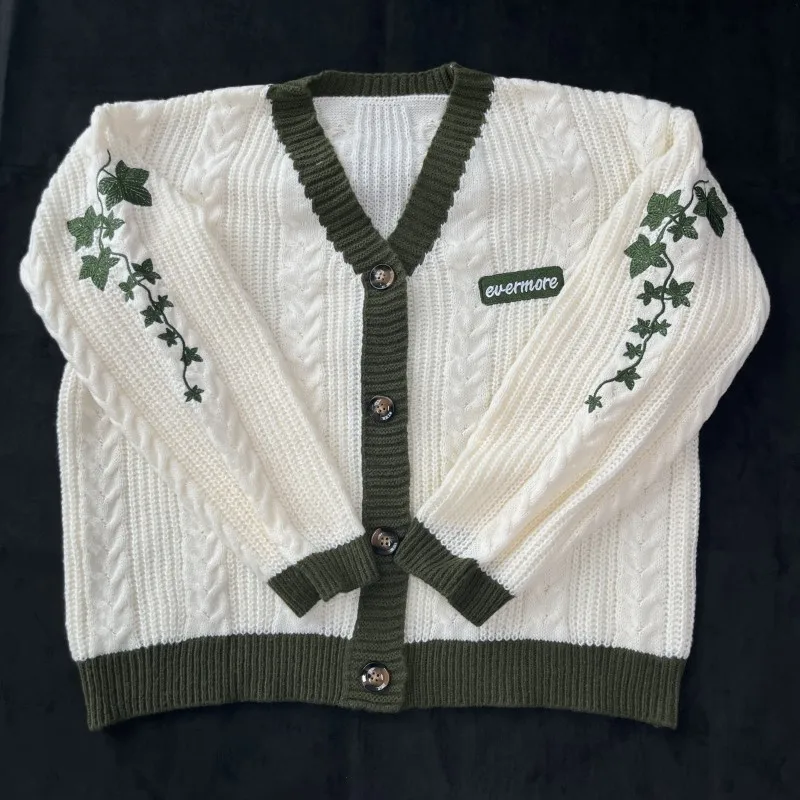 Flower Embroidered Knitted Sweater Cardigan
