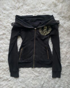 Y2K Retro Skull Zipper Hoodie
