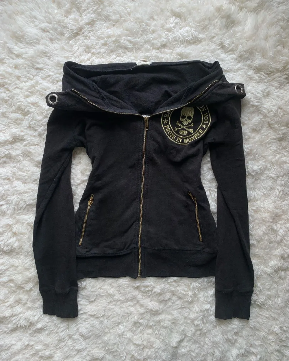 Y2K Retro Skull Zipper Hoodie