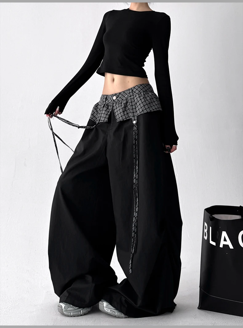 Women Black Gothic Oversize Parachute Pants Women Black Gothic Oversize Parachute Pants