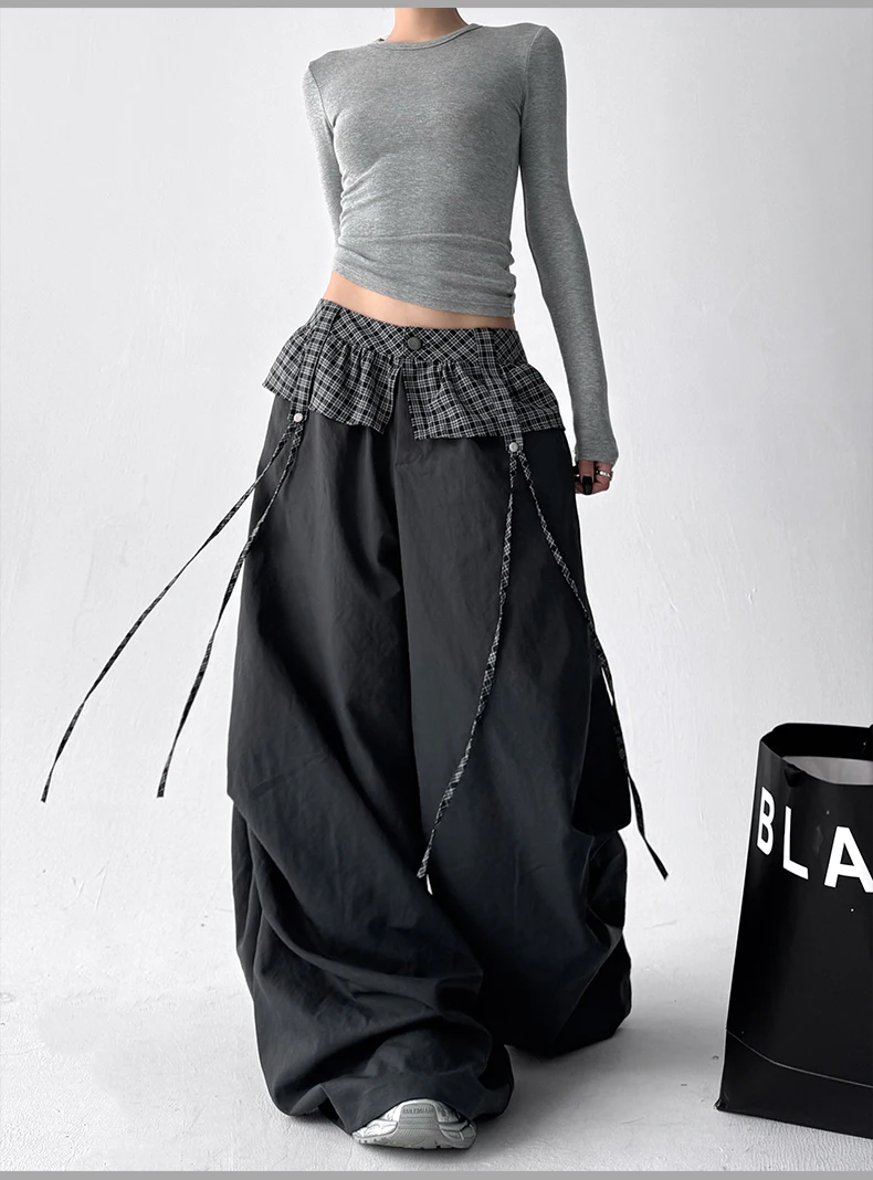 Women Black Gothic Oversize Parachute Pants Women Black Gothic Oversize Parachute Pants