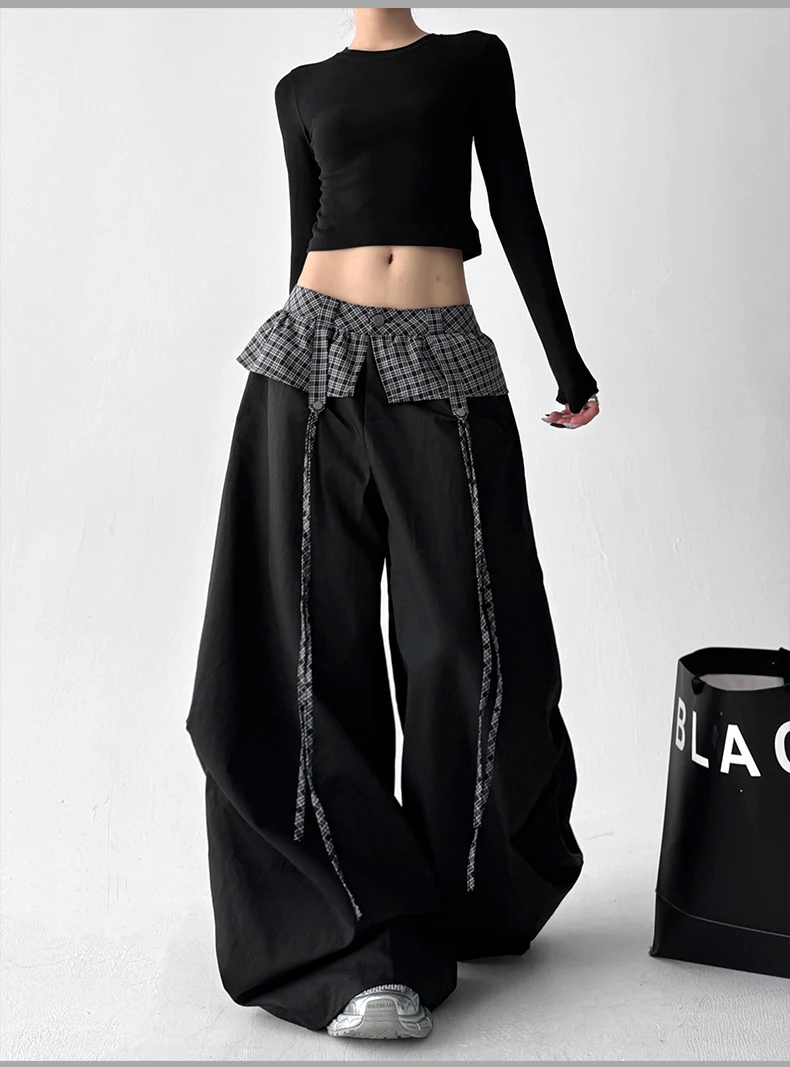 Women Black Gothic Oversize Parachute Pants Women Black Gothic Oversize Parachute Pants