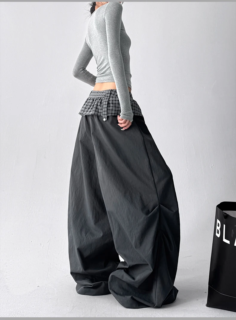 Women Black Gothic Oversize Parachute Pants Women Black Gothic Oversize Parachute Pants