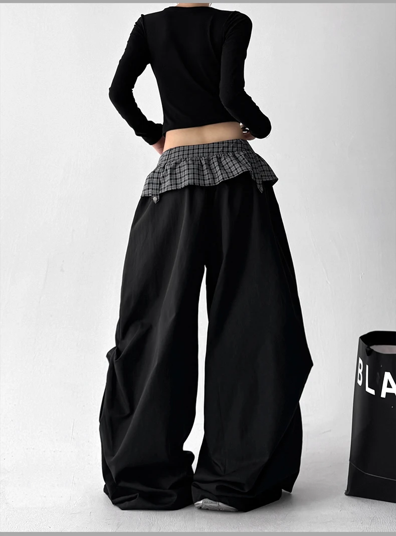 Women Black Gothic Oversize Parachute Pants Women Black Gothic Oversize Parachute Pants