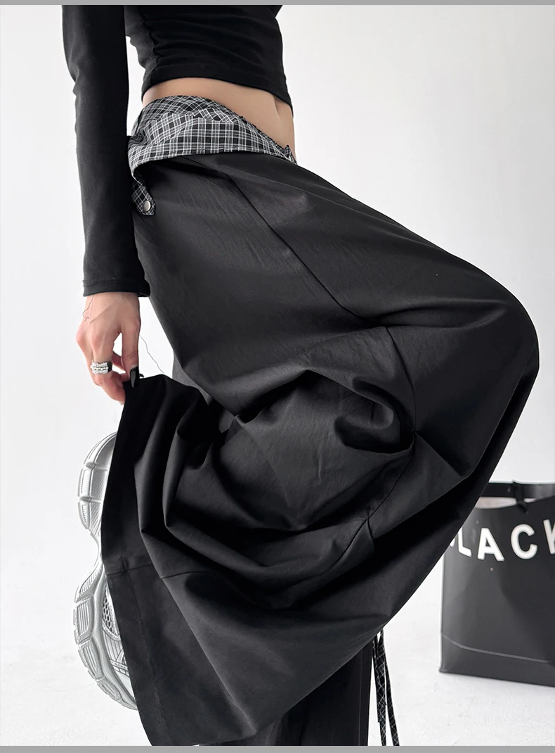 Women Black Gothic Oversize Parachute Pants Women Black Gothic Oversize Parachute Pants