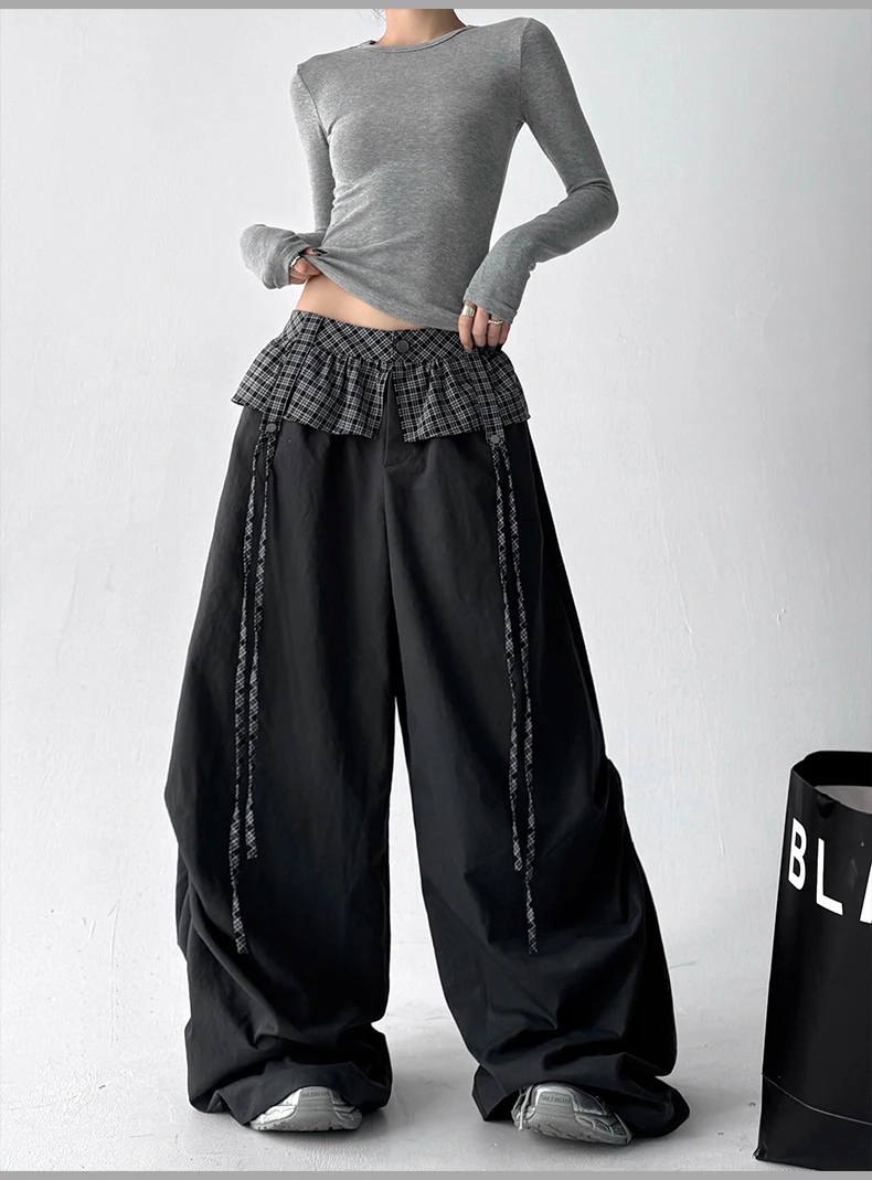 Women Black Gothic Oversize Parachute Pants Women Black Gothic Oversize Parachute Pants