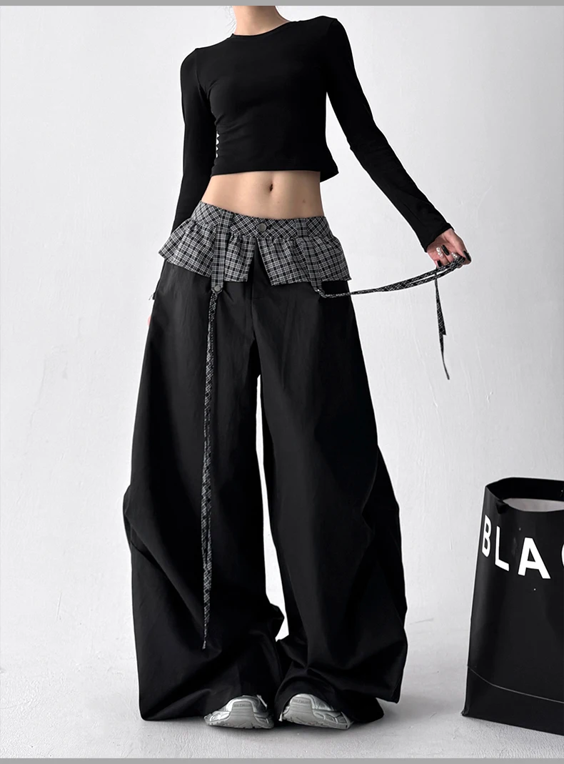 Women Black Gothic Oversize Parachute Pants Women Black Gothic Oversize Parachute Pants