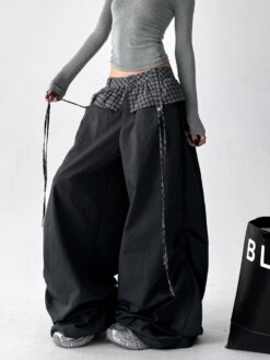 Black Gothic Oversize Parachute Pants