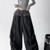 Black Gothic Oversize Parachute Pants 60612 qwdx5j