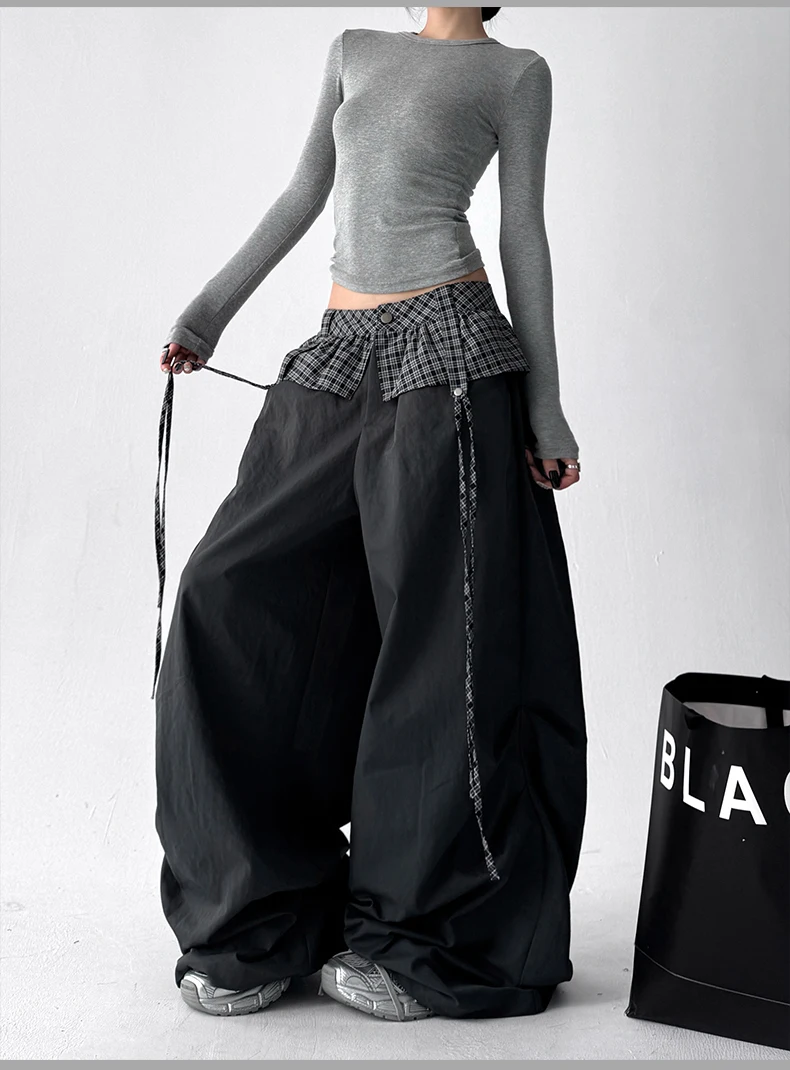 Women Black Gothic Oversize Parachute Pants Women Black Gothic Oversize Parachute Pants