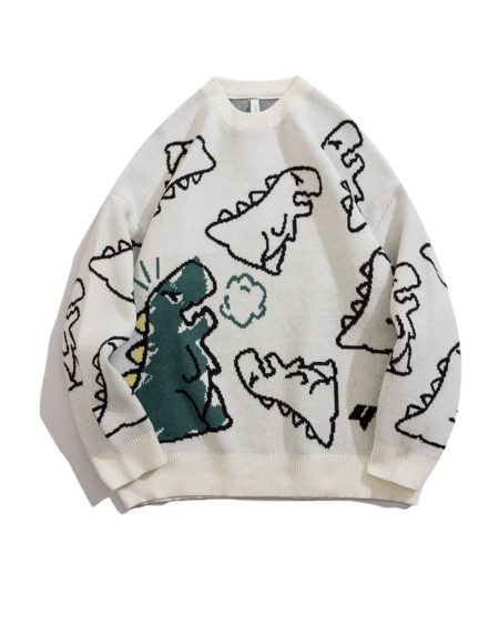Alternative view of Harajuku Dinosaur Cartoon Oversize Sweater