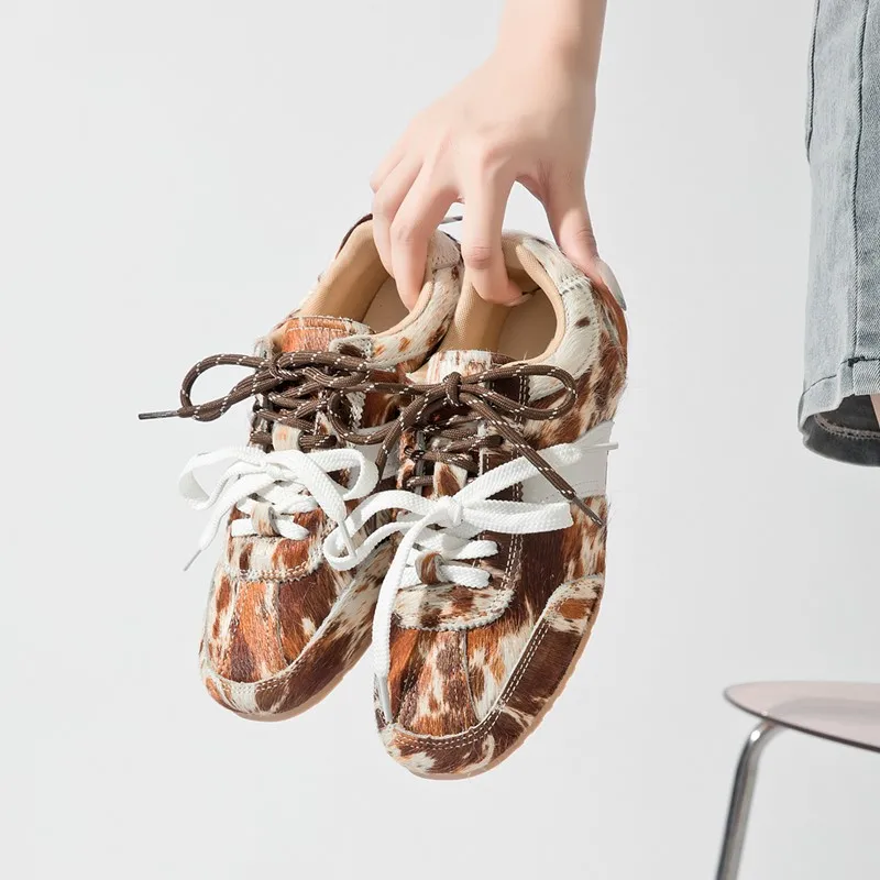 Women’s Genuine Leather Horse Hair Sneakers