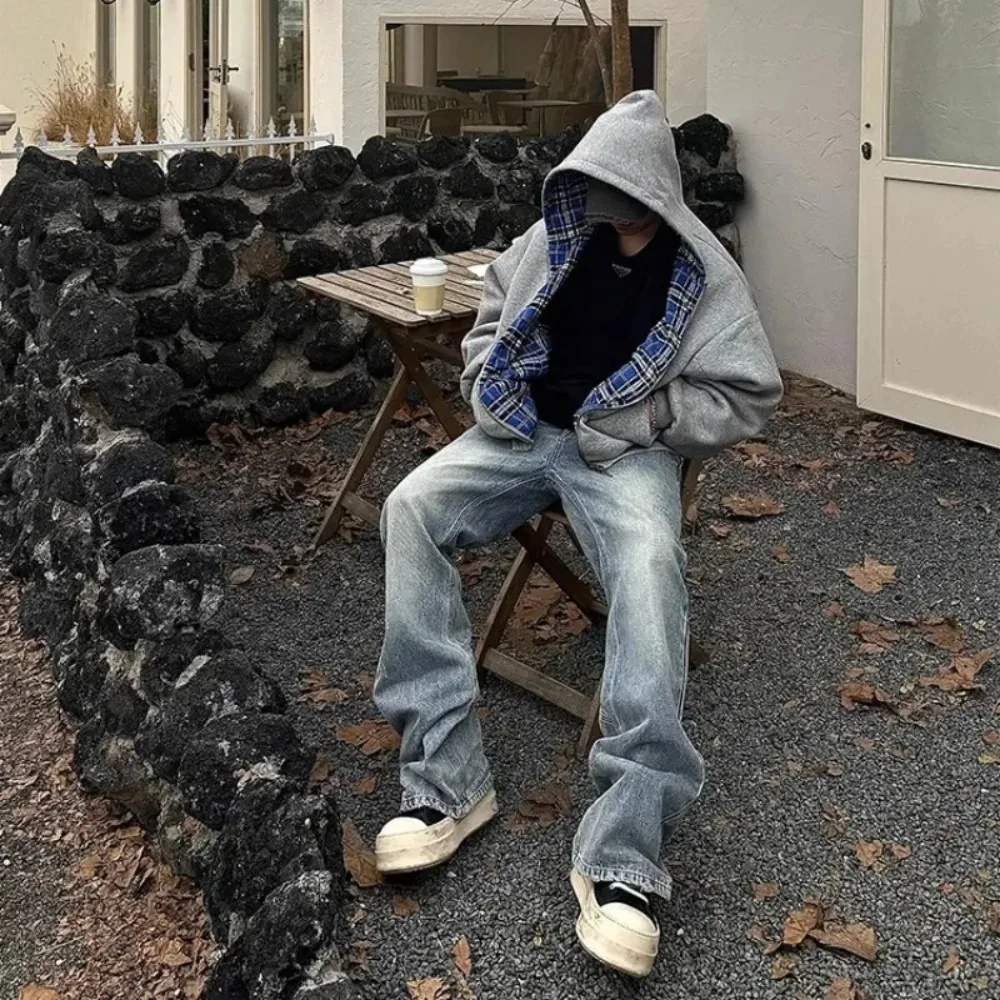 Oversized Reversible Hoodies With Plaid Lining Oversized Reversible Hoodies With Plaid Lining - Image 5