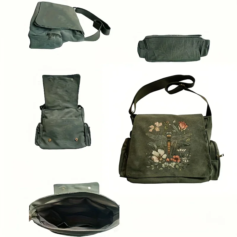 Dragonfly Print Crossbody Messenger Bag Dragonfly Print Crossbody Messenger Bag - Image 3