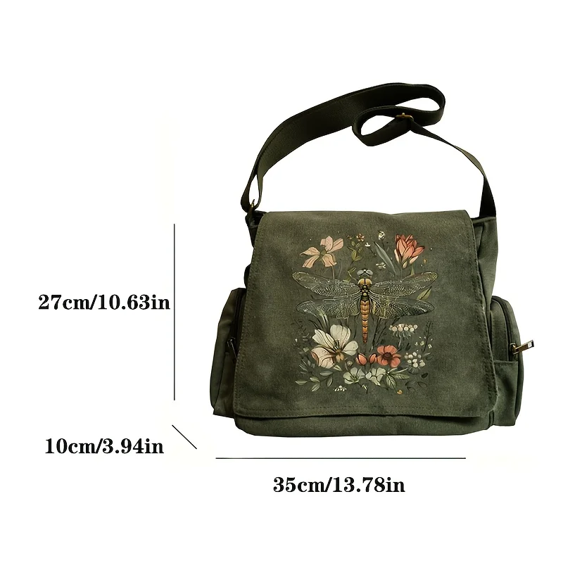Dragonfly Print Crossbody Messenger Bag Dragonfly Print Crossbody Messenger Bag