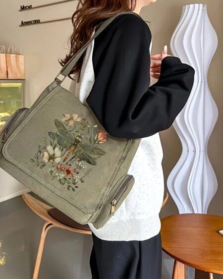 Alternative view of Dragonfly Print Crossbody Messenger Bag