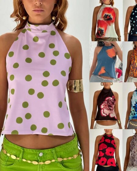 Y2K halter neck crop top