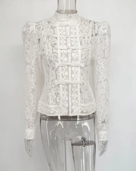 Alternative view of lace see-through blouse women