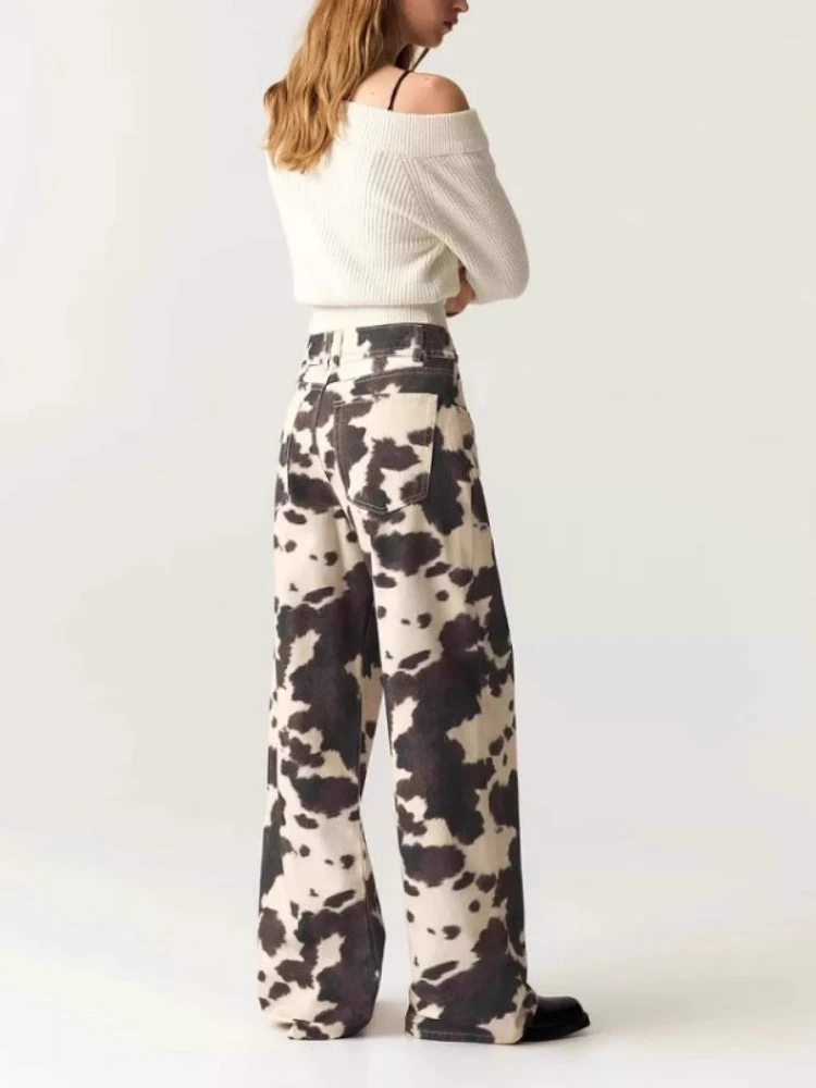 Cow Print Y2K Jeans Women
