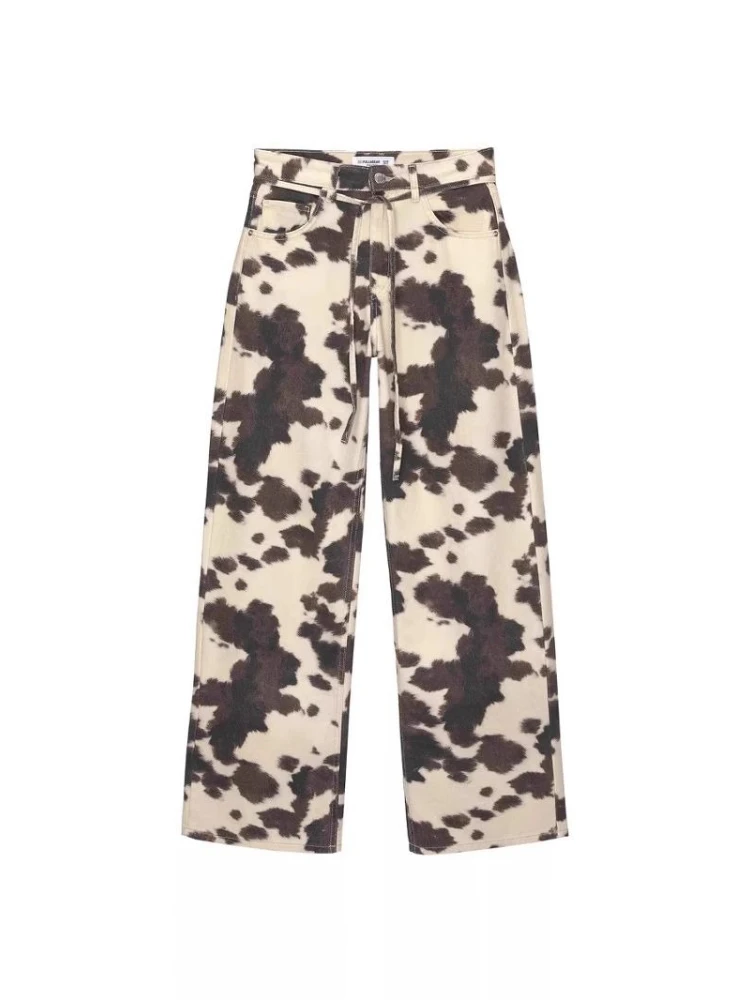 Cow Print Y2K Jeans Women