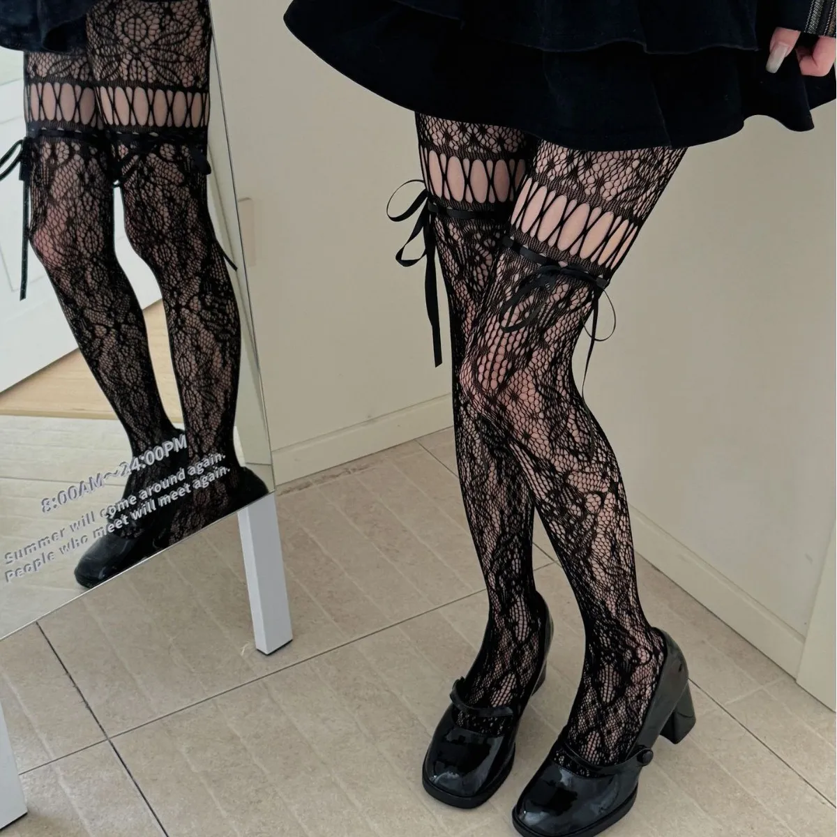 JK Lace Bow Tie Stockings Women JK Lace Bow Tie Stockings Women - Image 3