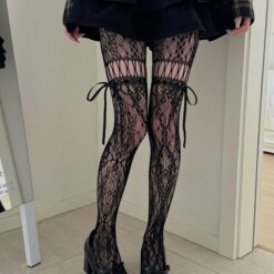 Alternative view of JK Lace Bow Tie Stockings Women