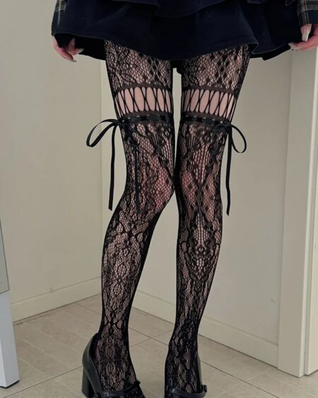 Alternative view of JK Lace Bow Tie Stockings Women
