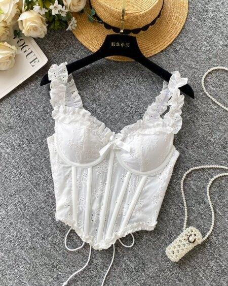 Floral Embroidery Corset Top