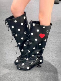 Polka Dot Knee High Boots Women
