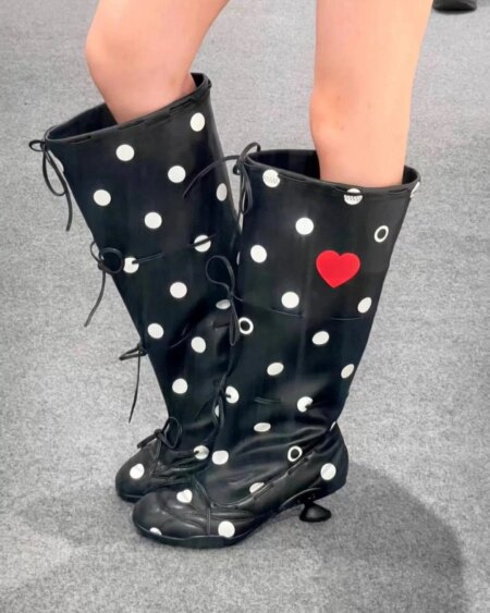 Polka Dot Knee High Boots Women