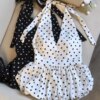 Polka Dots V neck Crop Tops